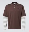 Miu Miu Layered Striped Cotton Polo Shirt In Brown