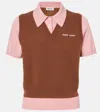 Miu Miu Layered Wool And Cashmere Polo Shirt In Multicoloured