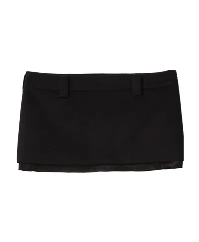 Miu Miu Satin-trim Velour Miniskirt In Black