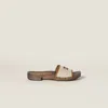 Miu Miu Leather And Canvas Sandals In Multi