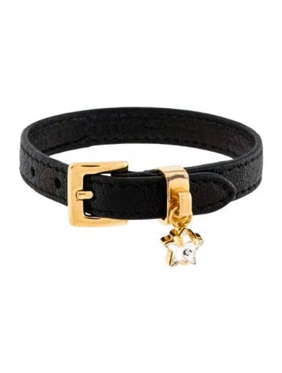 Pre-owned Miu Miu Leather & Crystal Star Charm Wrap Bracelet In Multi