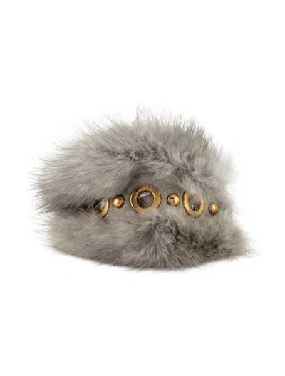 Pre-owned Miu Miu Leather & Fur Link Bracelet, 7.5" In Multicolor