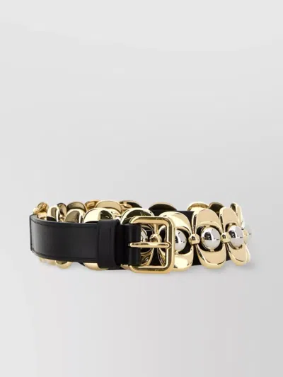 Miu Miu Leather And Metal Belt With Decorative Elements