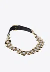 Miu Miu Leather And Metal Thin Belt In Black