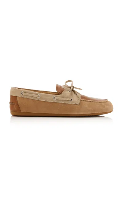 Miu Miu Leather And Suede Boat Shoes In Brown