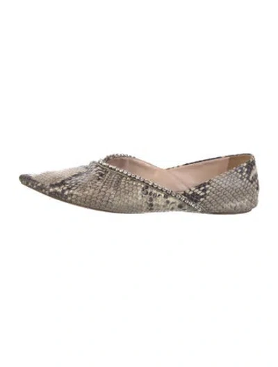Pre-owned Miu Miu Leather Animal Print D'orsay Flats In Neutral
