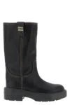 Miu Miu Round-toed Ankle Boots In Black