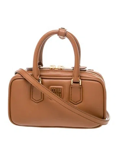 Pre-owned Miu Miu Leather Arcadie In Brown