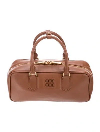 Pre-owned Miu Miu Leather Arcadie In Brown