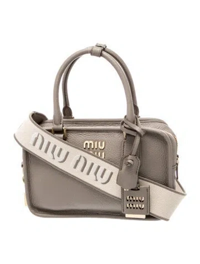 Pre-owned Miu Miu Leather Arcadie In Gray