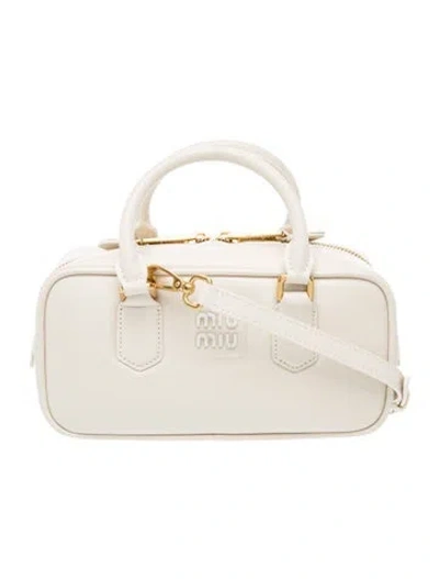 Pre-owned Miu Miu Leather Arcadie Leather Bag In Neutral