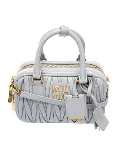 Pre-owned Miu Miu Leather Arcadie Mini In Blue