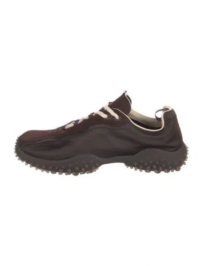 Pre-owned Miu Miu Leather Athletic Sneakers In Black/blue
