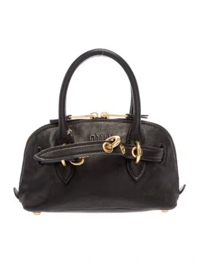 Pre-owned Miu Miu Leather Aventure Mini In Black