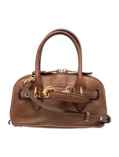 Pre-owned Miu Miu Leather Aventure Mini In Brown
