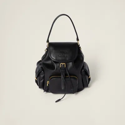 Miu Miu Leather Backpack In Black