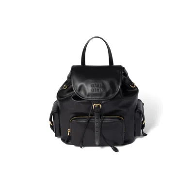 Miu Miu Leather Backpack In Black