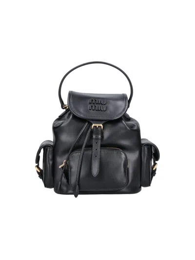 Miu Miu Leather Backpack In Black
