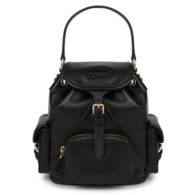 Miu Miu Leather Backpack In Black