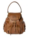 Miu Miu Leather Backpack In Brown