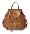 Miu Miu Leather Backpack In Brown