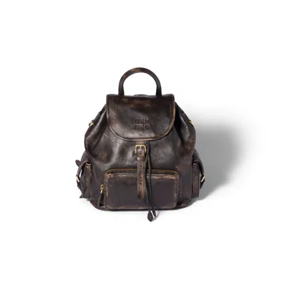 Miu Miu Leather Backpack In Brown