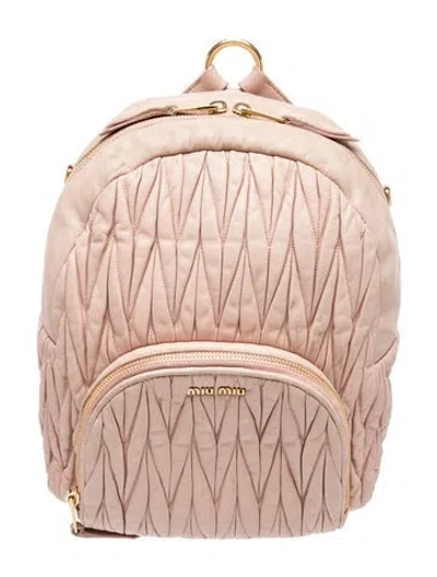 Pre-owned Miu Miu Leather Backpack In Pink