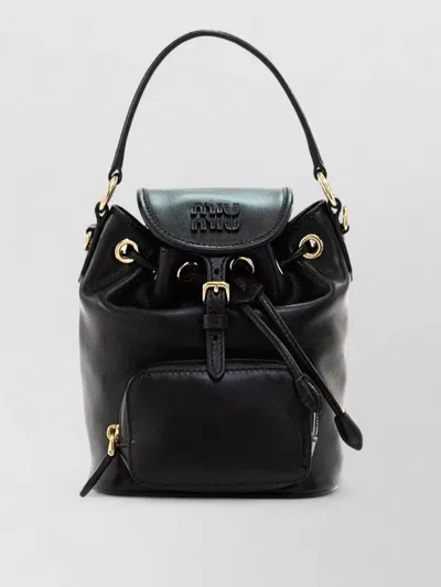 MIU MIU LEATHER BACKPACK TOP HANDLE ADJUSTABLE STRAPS