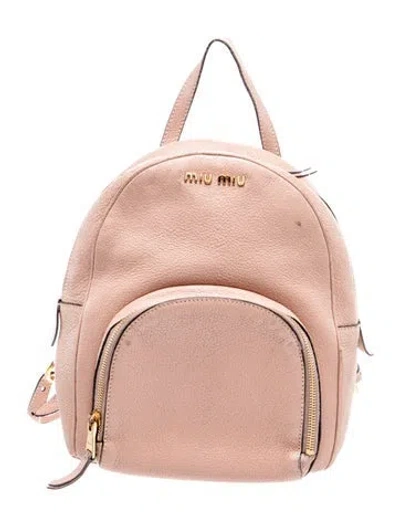 Pre-owned Miu Miu Leather Backpack In White