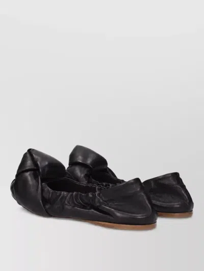 Miu Miu Leather Ballerina Flats In Black