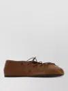 Miu Miu Leather Ballerina Shoes Flat Sole Round Toe In Brown