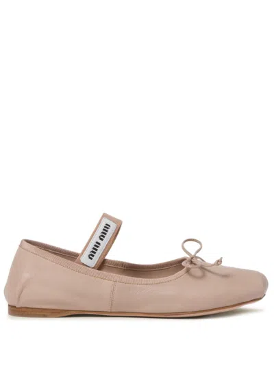 MIU MIU LEATHER BALLERINA SHOES
