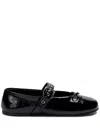 Miu Miu Leather Mary Jane Ballerina Flats In Black