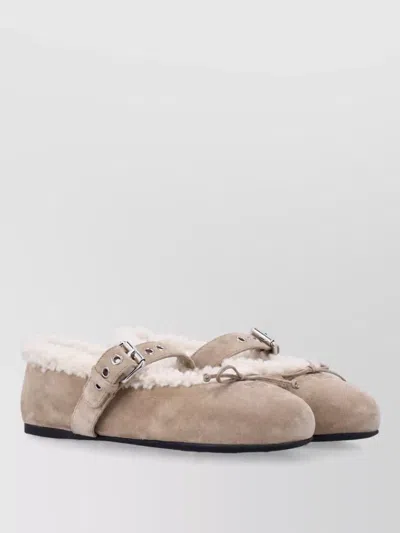 Miu Miu Leather Ballerinas In Nude