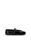 Miu Miu Buckled Leather Ballerina Shoes In Black  