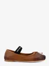 Miu Miu Leather Ballerinas In Brown