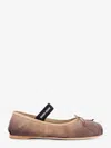 Miu Miu Leather Ballerinas In Brown