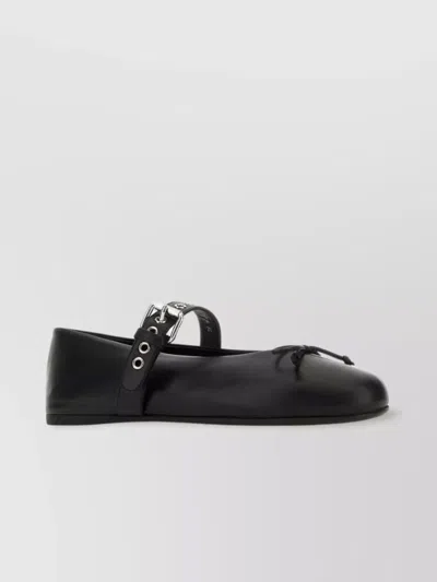 Miu Miu Leather Ballerinas Buckle Detail In Black