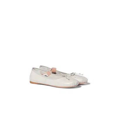 Miu Miu Leather Ballerinas In White