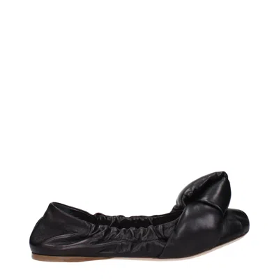 Miu Miu Leather Ballet Flat In Black