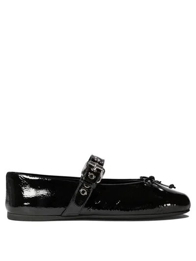 Miu Miu Leather Ballet Flats In Black