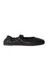 Miu Miu Ruched Nappa Leather Ballet Flats In Black
