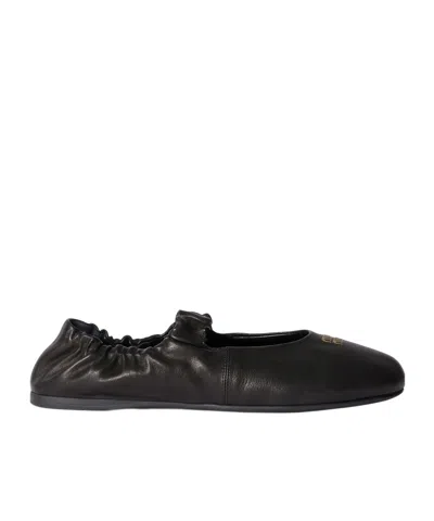 Miu Miu Logo Ballerina In Black