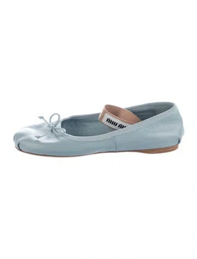 Pre-owned Miu Miu Leather Ballet Flats In Blue