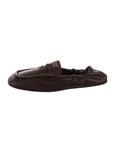 Pre-owned Miu Miu Leather Ballet Flats In Brown