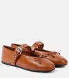 Miu Miu Buckle-strap Leather Ballet Flats In Brown