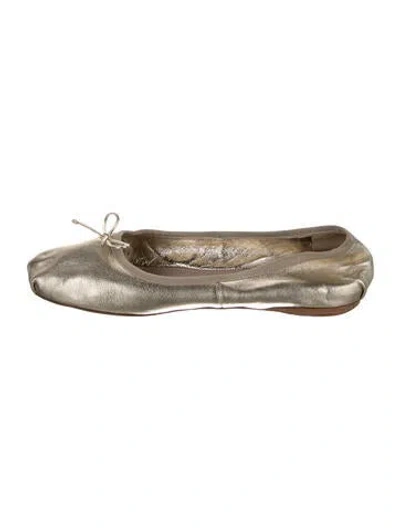 Pre-owned Miu Miu Leather Ballet Flats In Gold