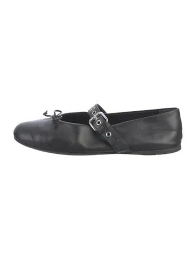 Pre-owned Miu Miu Leather Ballet Flats In Grey