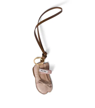 Miu Miu Trick Leather Miu Ballet Keyring Women In Pink