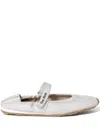 Miu Miu Plume Technical Fabric And Suede Ballerinas In White
